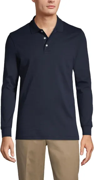 Lands' End School Uniform Men's Long Sleeve Interlock Polo Shirt