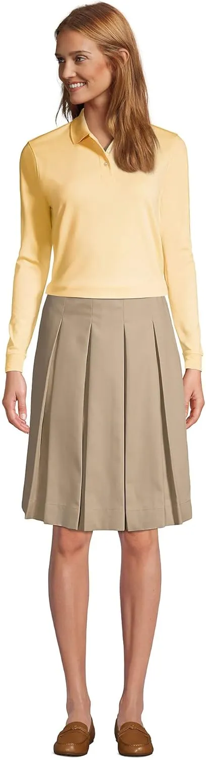 Lands' End School Uniform Women's Long Sleeve Interlock Polo Shirt