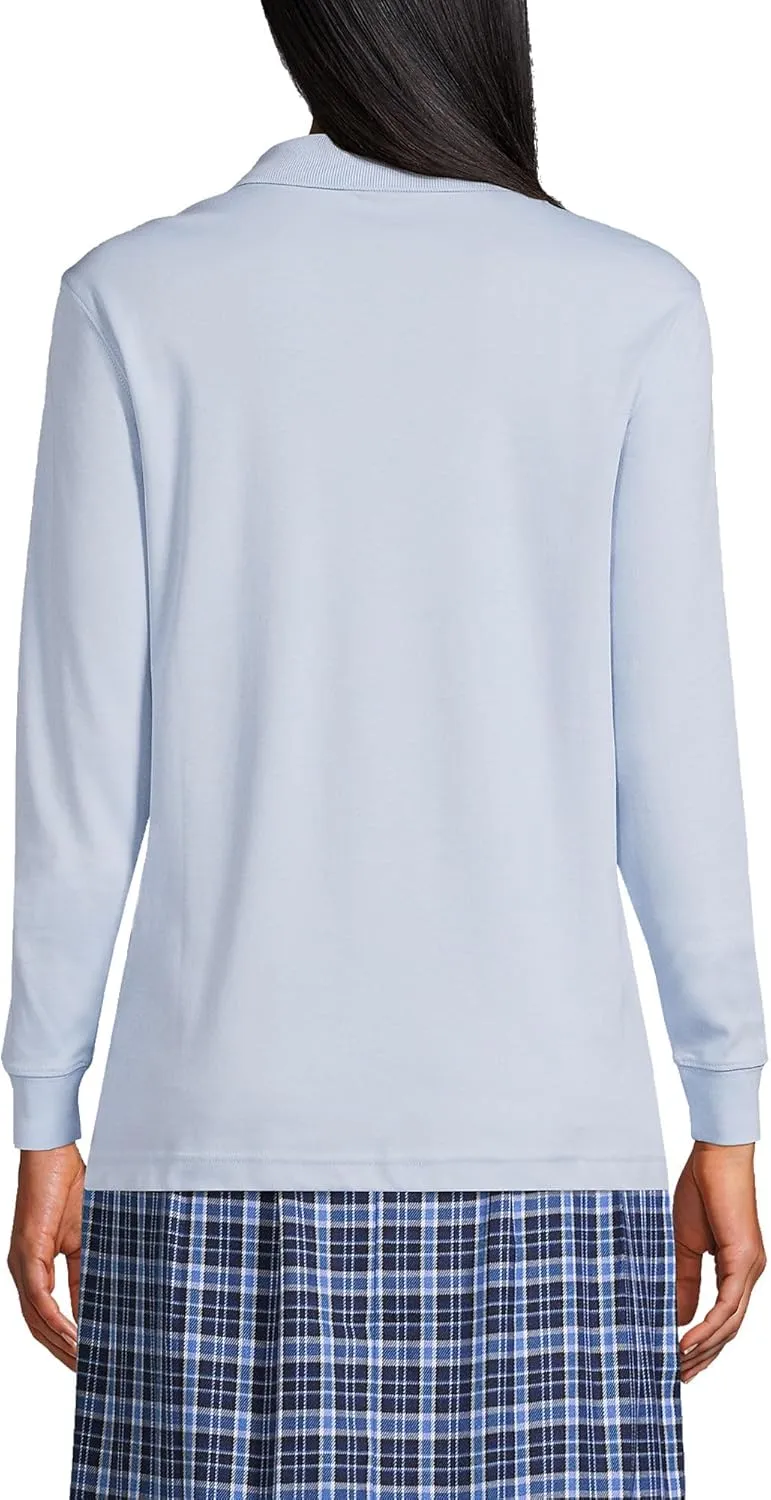 Lands' End School Uniform Women's Long Sleeve Interlock Polo Shirt