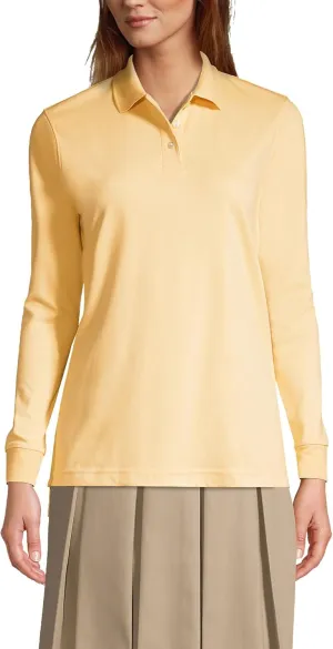 Lands' End School Uniform Women's Long Sleeve Interlock Polo Shirt