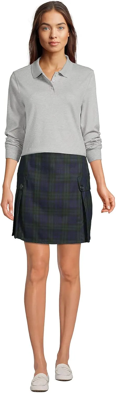 Lands' End School Uniform Women's Long Sleeve Interlock Polo Shirt