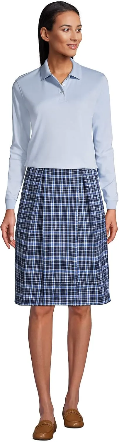 Lands' End School Uniform Women's Long Sleeve Interlock Polo Shirt