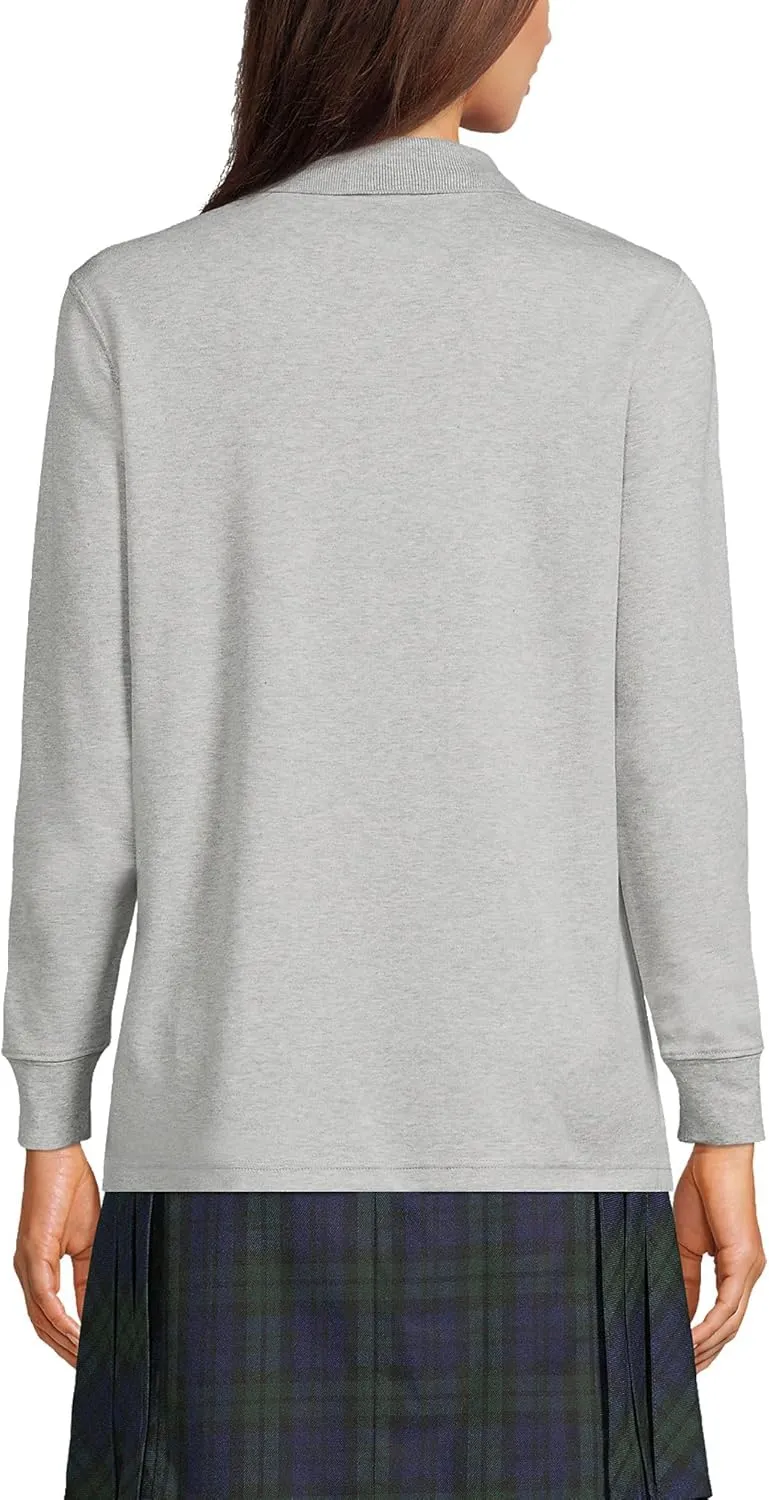 Lands' End School Uniform Women's Long Sleeve Interlock Polo Shirt