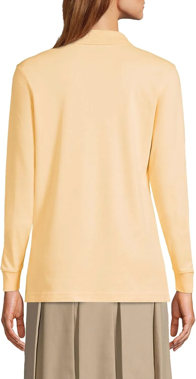 Lands' End School Uniform Women's Long Sleeve Interlock Polo Shirt