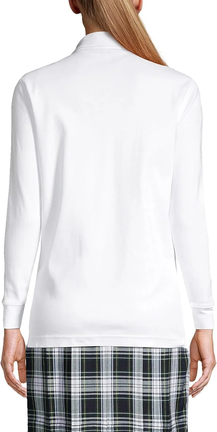 Lands' End School Uniform Women's Long Sleeve Interlock Polo Shirt