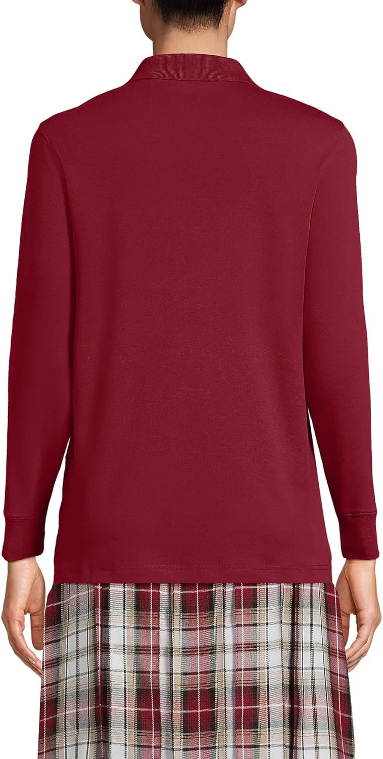 Lands' End School Uniform Women's Long Sleeve Interlock Polo Shirt