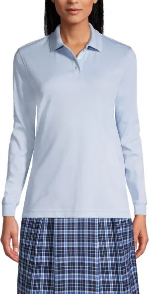 Lands' End School Uniform Women's Long Sleeve Interlock Polo Shirt