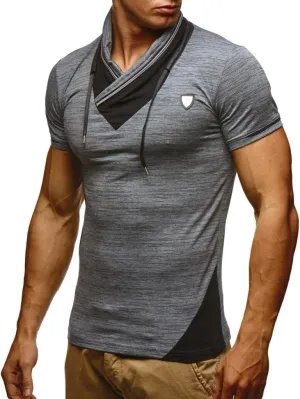 Leif Nelson Men's Summer t-Shirt Stand-up Collar Slim fit Casual Cotton LN805