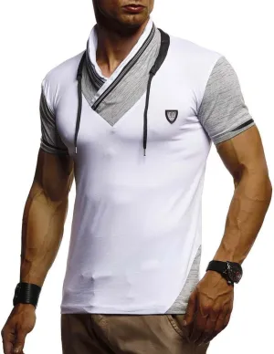 Leif Nelson Men's Summer t-Shirt Stand-up Collar Slim fit Casual Cotton LN805