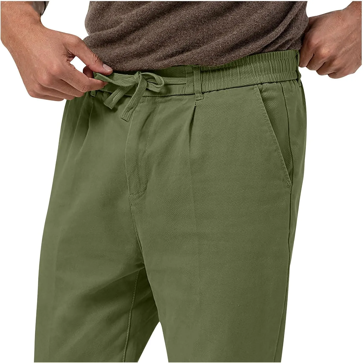 Lightweight Casual Pants for Men Classic Hiking Pants Tapered Work Pants Stretch Khaki Pants Pants with Ribbon