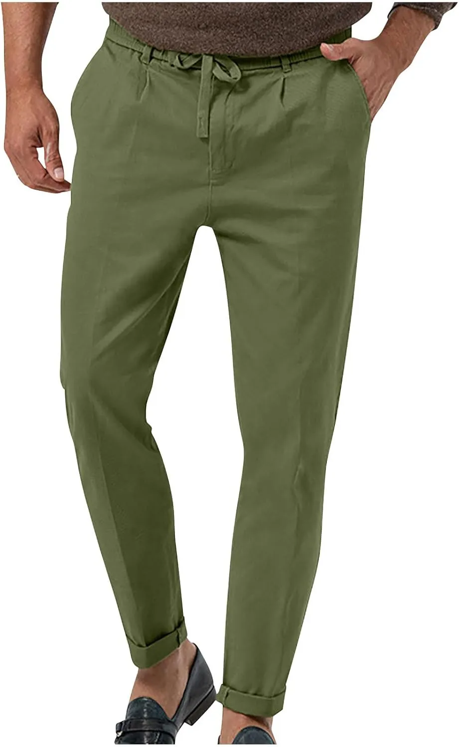 Lightweight Casual Pants for Men Classic Hiking Pants Tapered Work Pants Stretch Khaki Pants Pants with Ribbon