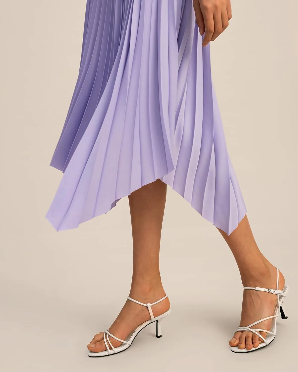 LilySilk Pleated Handkerchief Maxi Skirt Flowy Flare Irregular Hem Elastic Waist Midi A Line Dress Spring Summer Soft