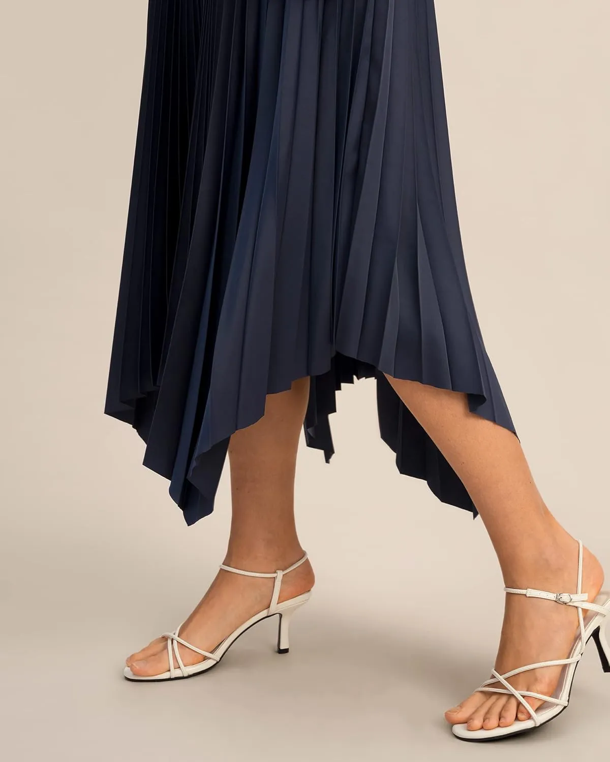 LilySilk Pleated Handkerchief Maxi Skirt Flowy Flare Irregular Hem Elastic Waist Midi A Line Dress Spring Summer Soft
