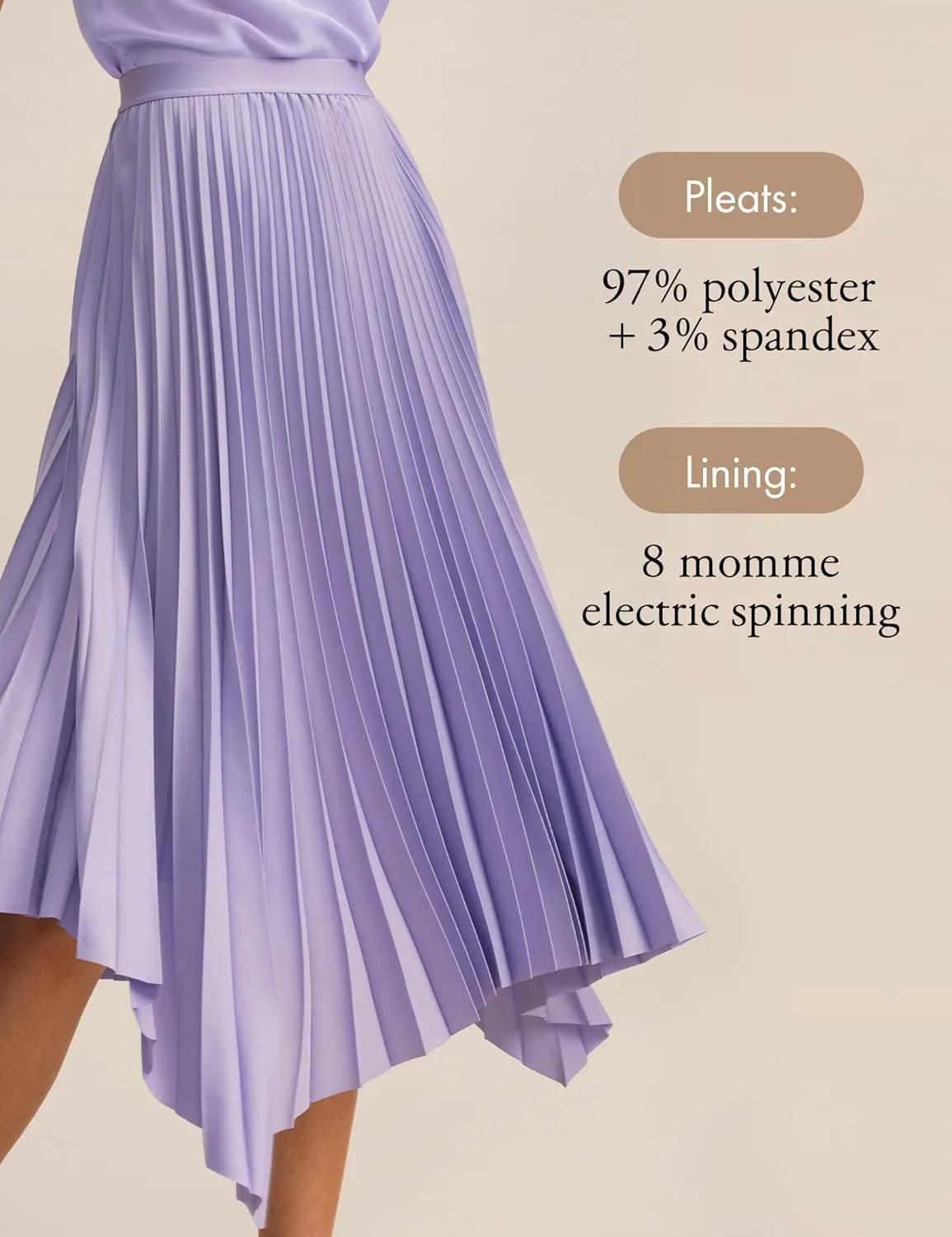 LilySilk Pleated Handkerchief Maxi Skirt Flowy Flare Irregular Hem Elastic Waist Midi A Line Dress Spring Summer Soft