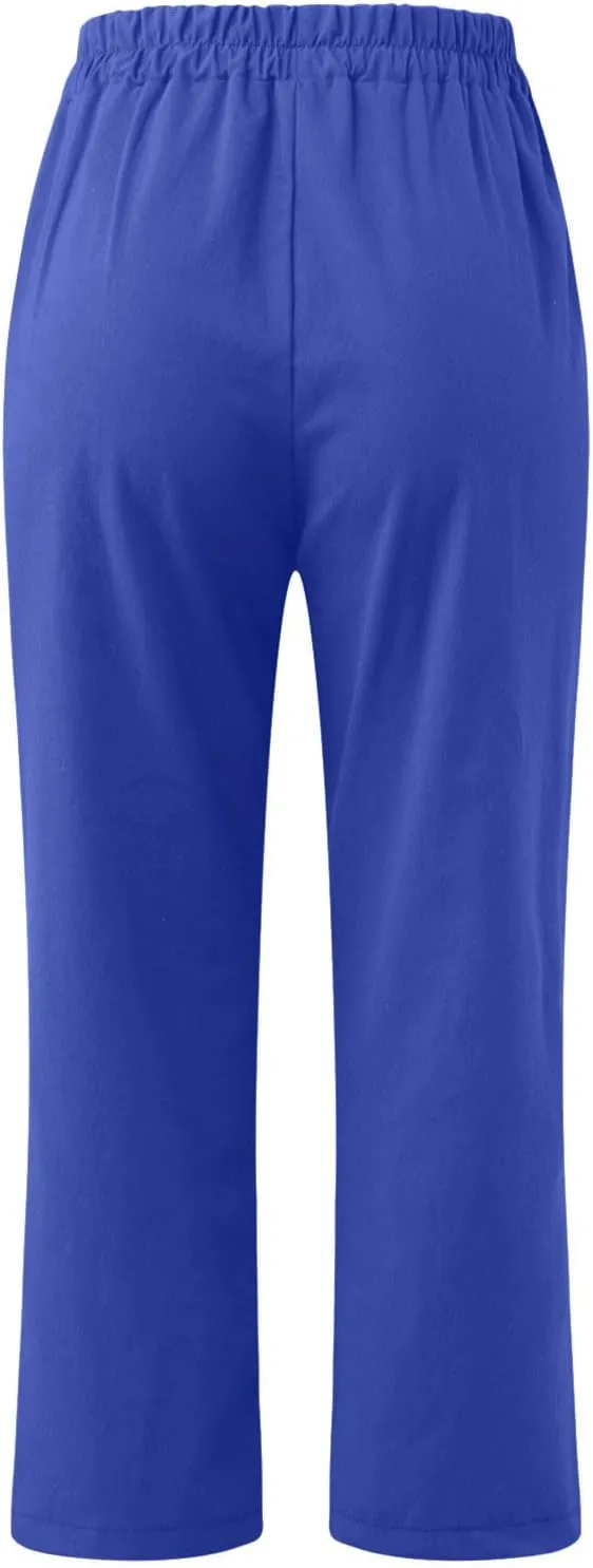 Linen Capri Pants for Women Cotton Casual Summer Capris Stretch High Waisted Straight Wide Leg Cropped Trousers 2025