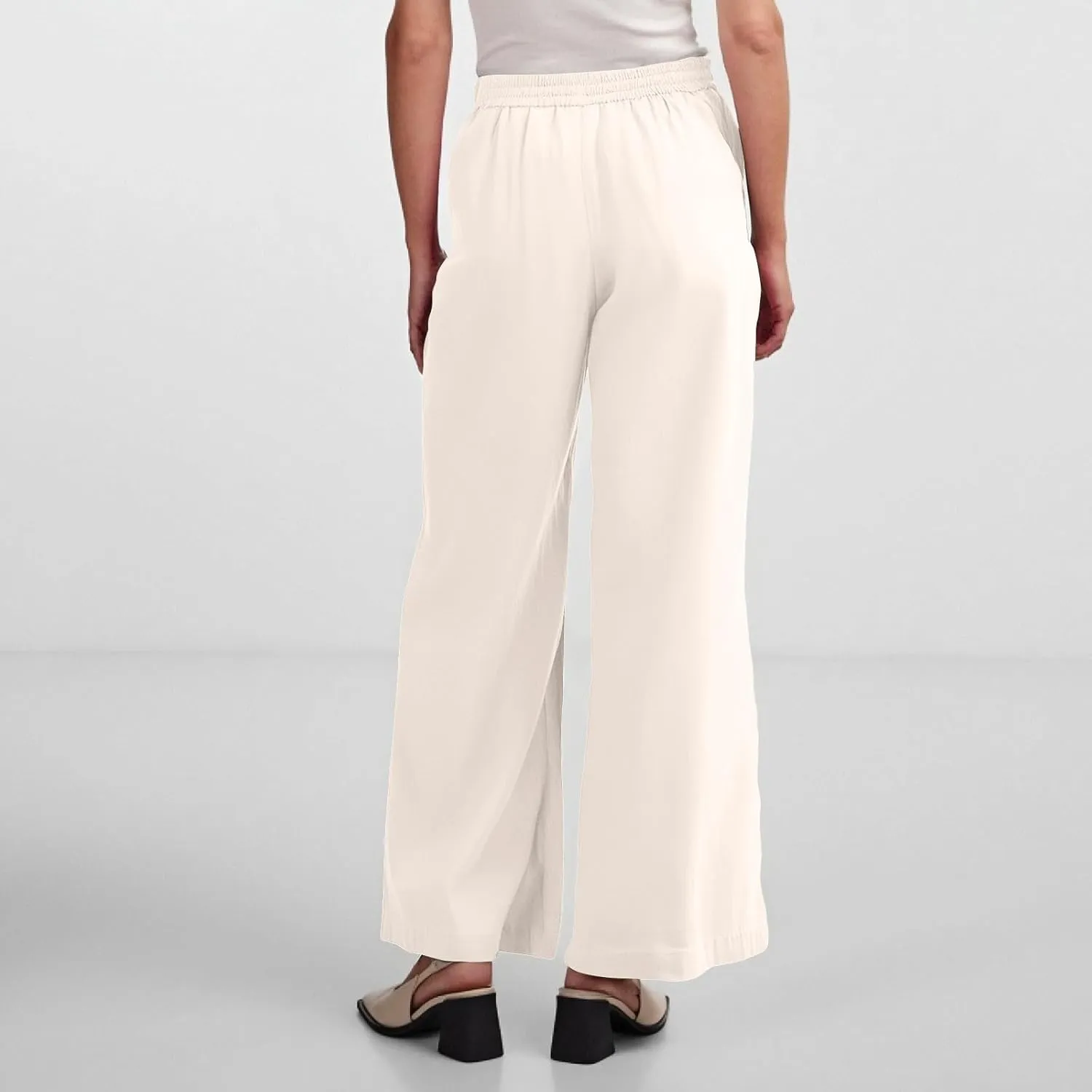 Linen Cotton Cargo Pants Trousers High Waisted Straight Leg Summer, Pull On Pants for Women Dressy Palazzo