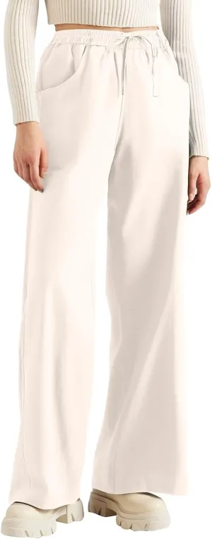 Linen Cotton Cargo Pants Trousers High Waisted Straight Leg Summer, Pull On Pants for Women Dressy Palazzo