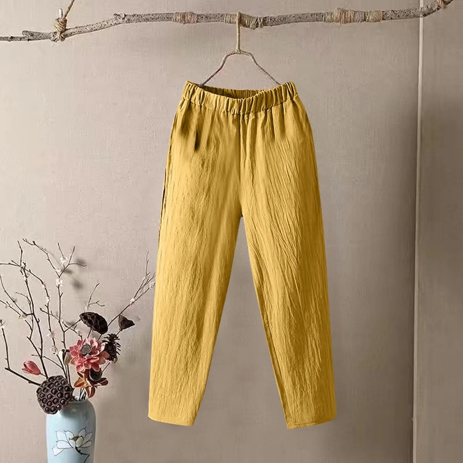 Linen Pants for Women, Clothes Casual Pants Linen Straight Leg Peasant Women