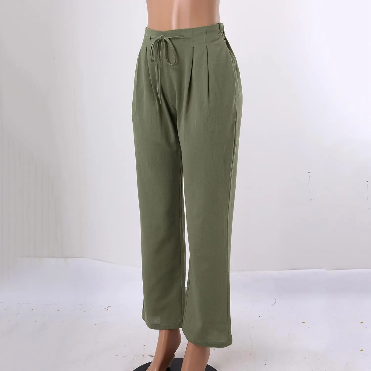 Linen Pants for Women Cotton Linen Straight Leg Lightweight Pants Summer Pants Plus Size Women Loose Fit Trousers