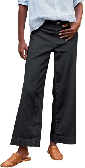 Linen Pants for Women, Linen Casual Pants Straight Leg Peasant Striped Side