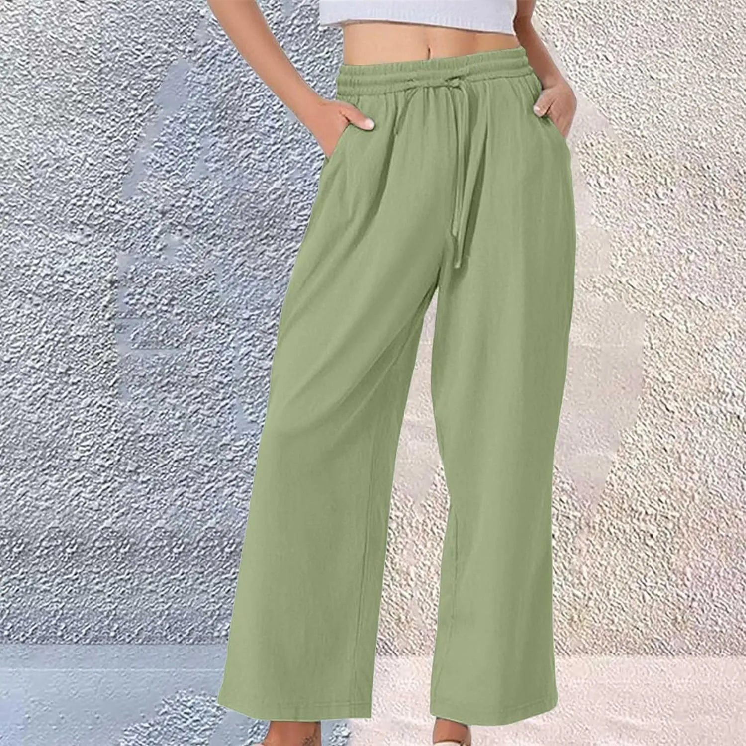 Linen Pants for Womens Summer Pants for Women 2025 Cotton & Linen Drawstring Trousers with Pockets for Travel Work