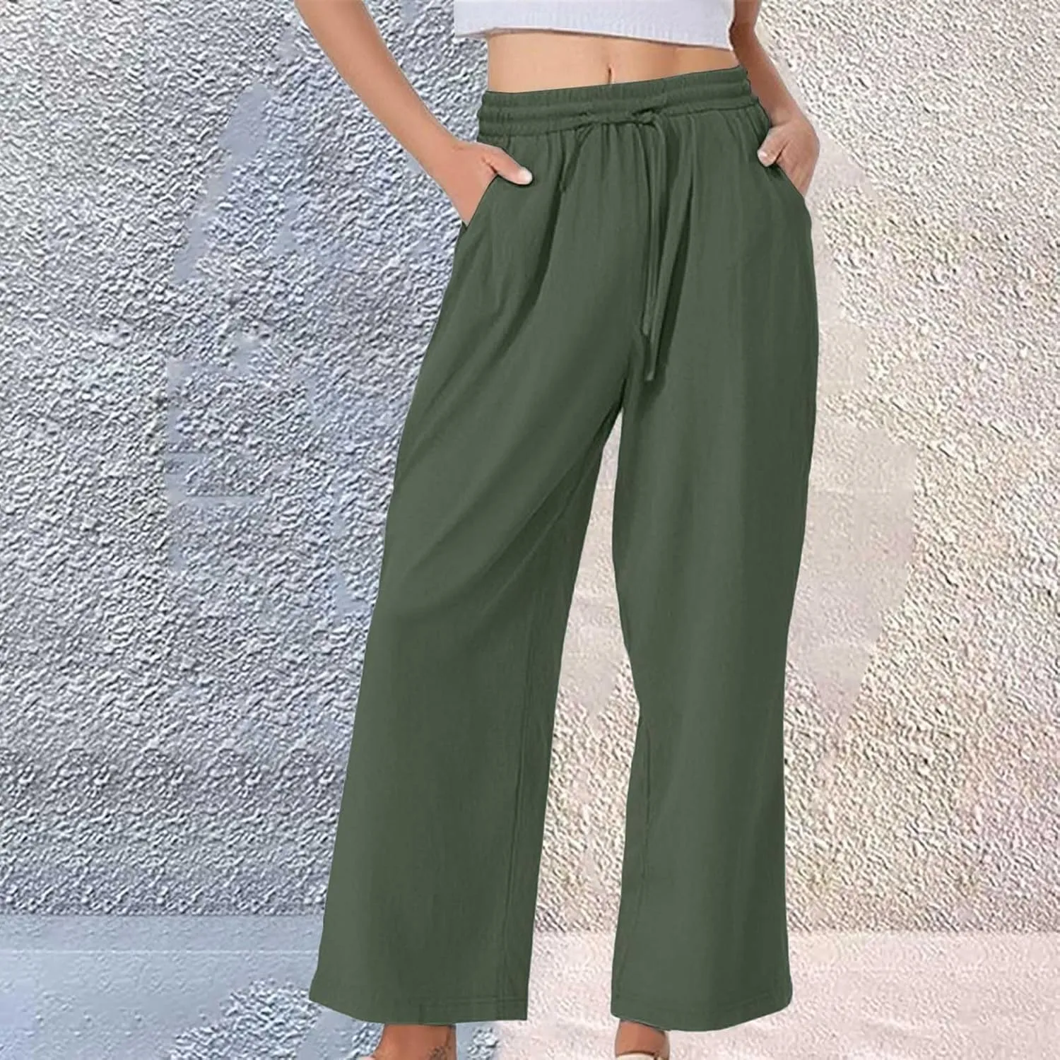 Linen Pants for Womens Summer Pants for Women 2025 Cotton & Linen Drawstring Trousers with Pockets for Travel Work