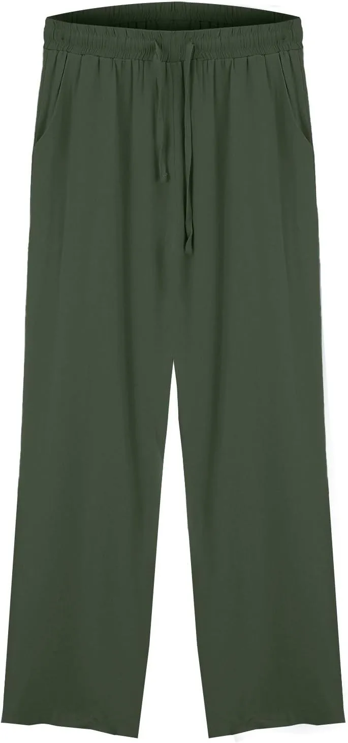 Linen Pants for Womens Summer Pants for Women 2025 Cotton & Linen Drawstring Trousers with Pockets for Travel Work
