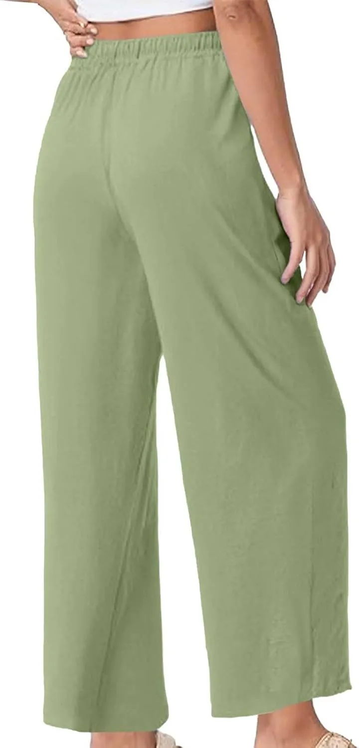 Linen Pants for Womens Summer Pants for Women 2025 Cotton & Linen Drawstring Trousers with Pockets for Travel Work