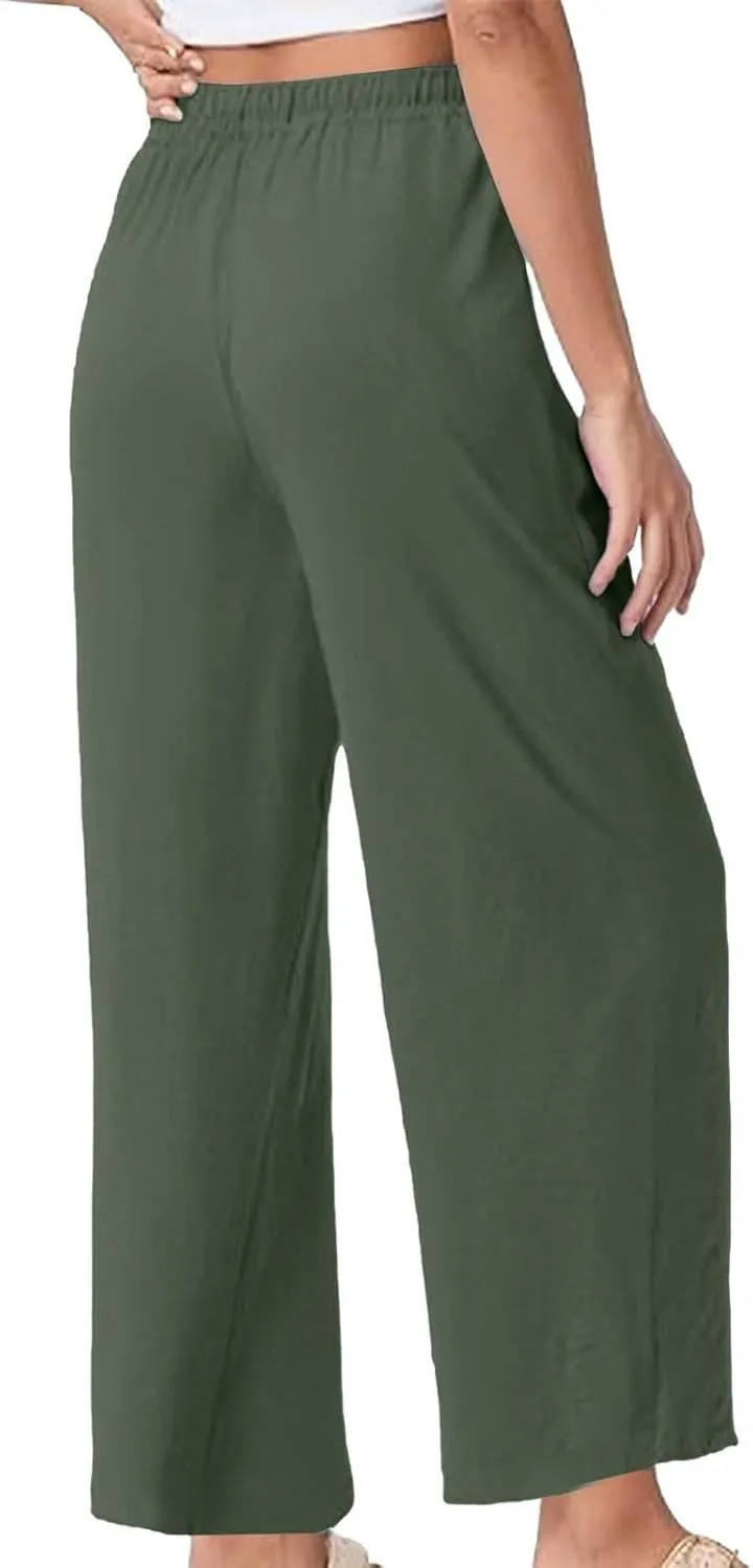Linen Pants for Womens Summer Pants for Women 2025 Cotton & Linen Drawstring Trousers with Pockets for Travel Work