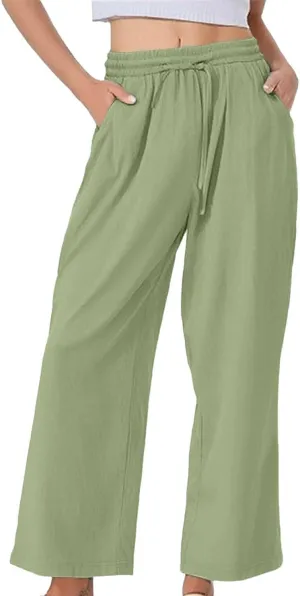 Linen Pants for Womens Summer Pants for Women 2025 Cotton & Linen Drawstring Trousers with Pockets for Travel Work