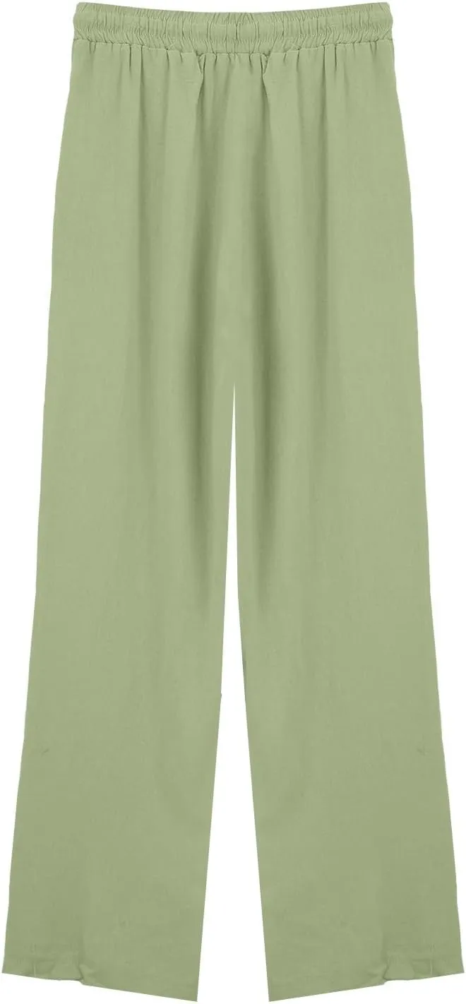 Linen Pants for Womens Summer Pants for Women 2025 Cotton & Linen Drawstring Trousers with Pockets for Travel Work