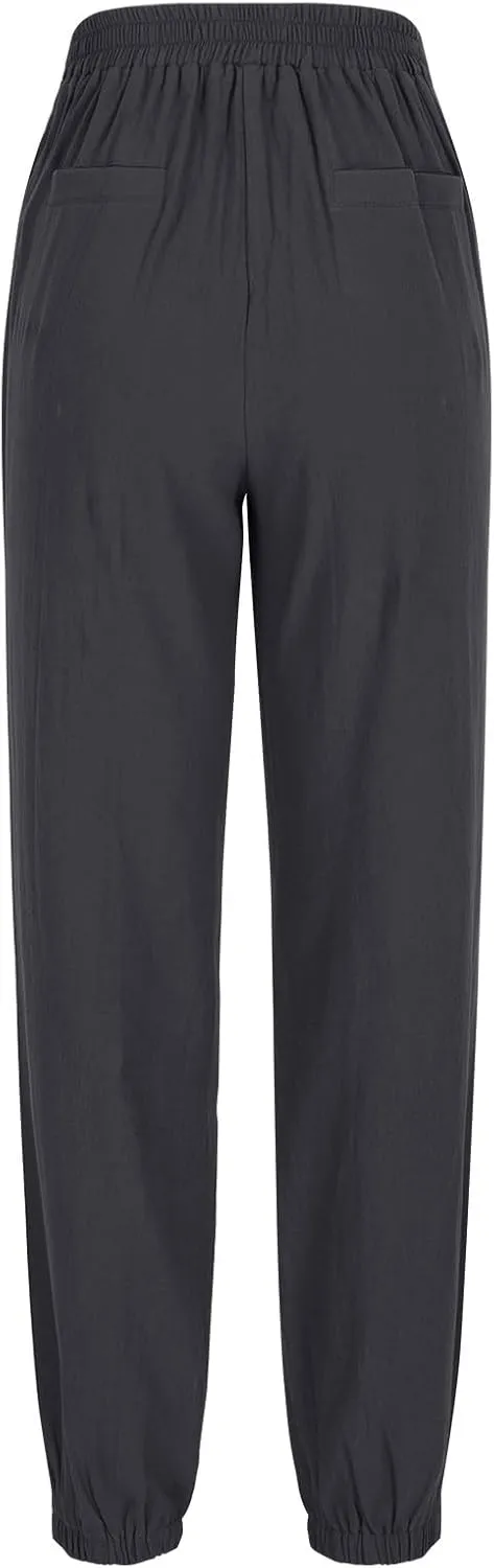 Linen Pants Women Summer Dressy Straight Wide Leg High Waisted Pants Casual Loose Plus Size Baggy Pants Trousers