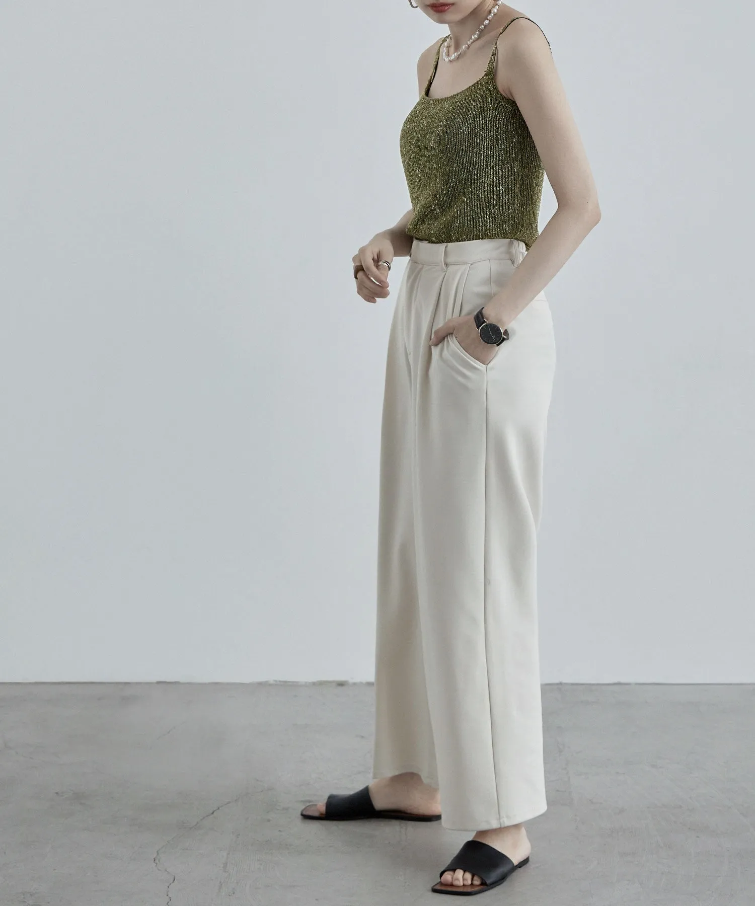 Linen touch mix knit camisole