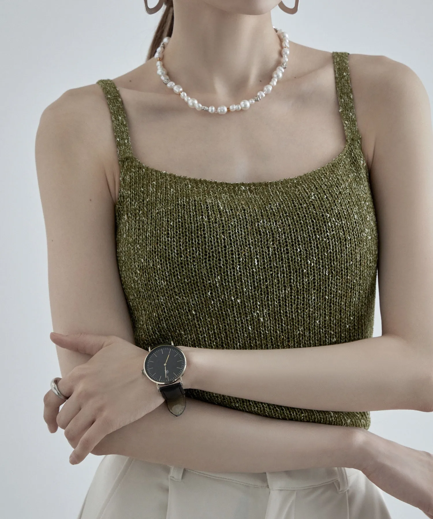 Linen touch mix knit camisole