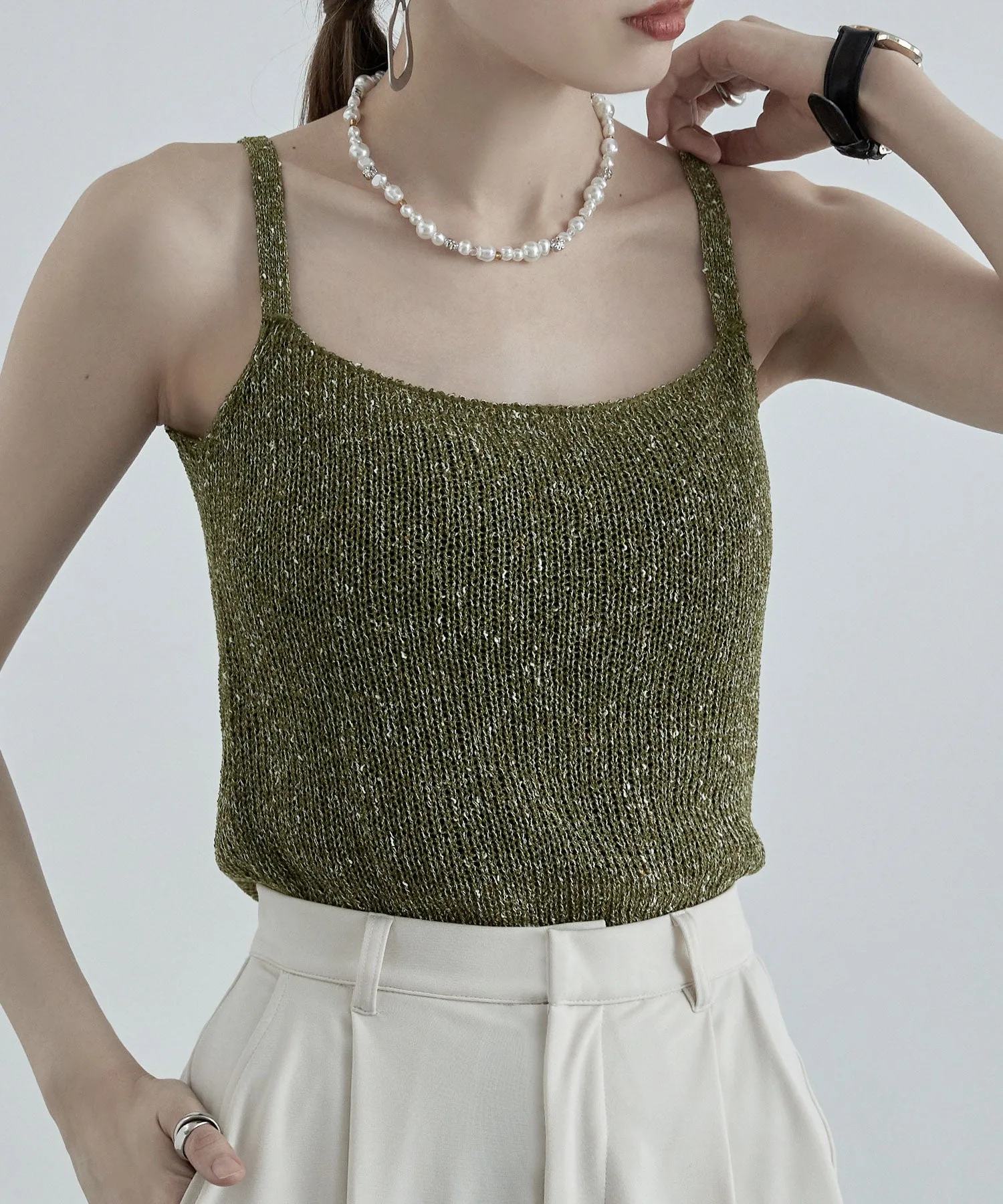 Linen touch mix knit camisole