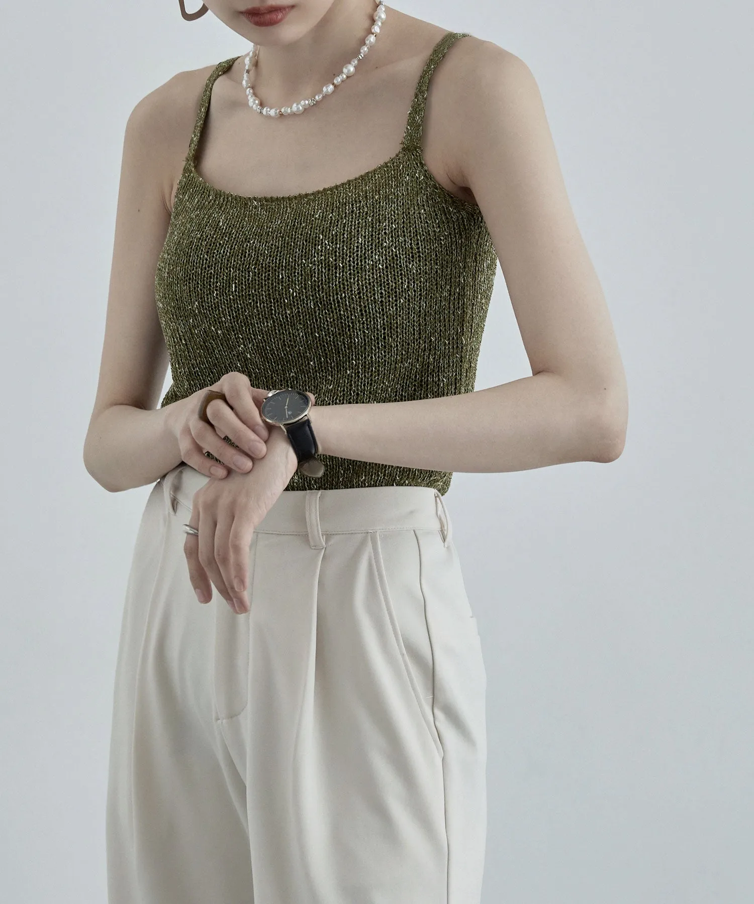Linen touch mix knit camisole