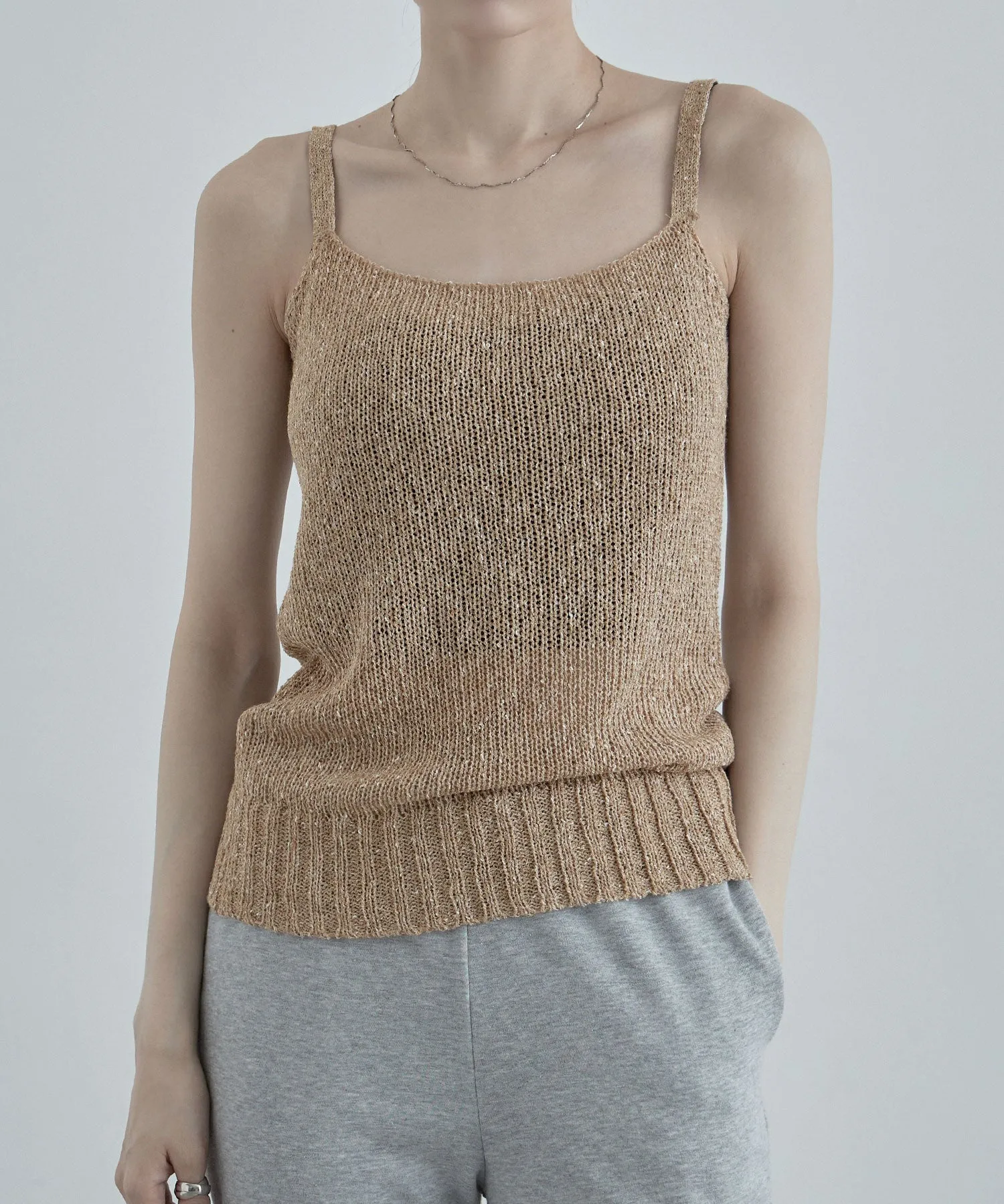 Linen touch mix knit camisole