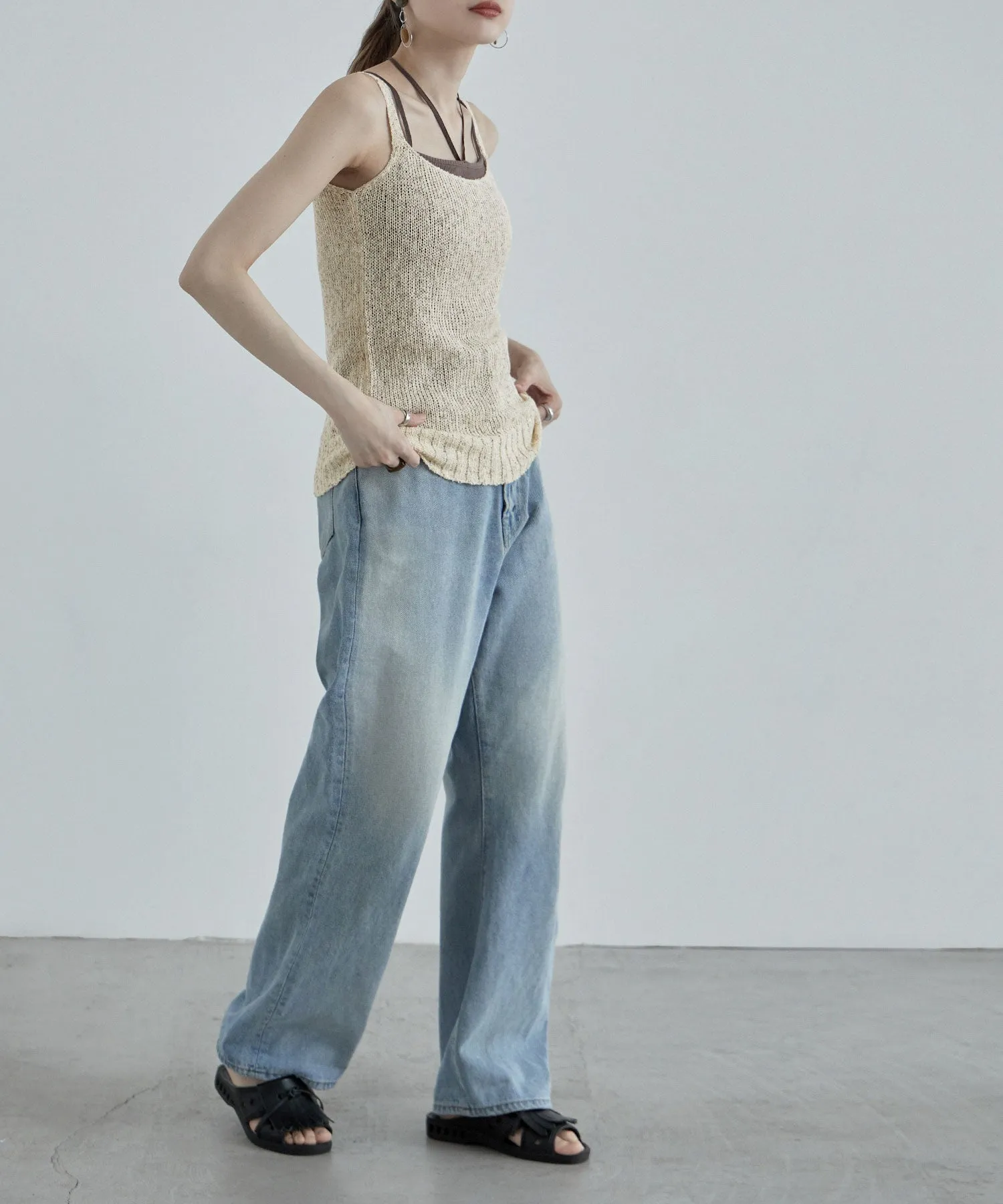 Linen touch mix knit camisole