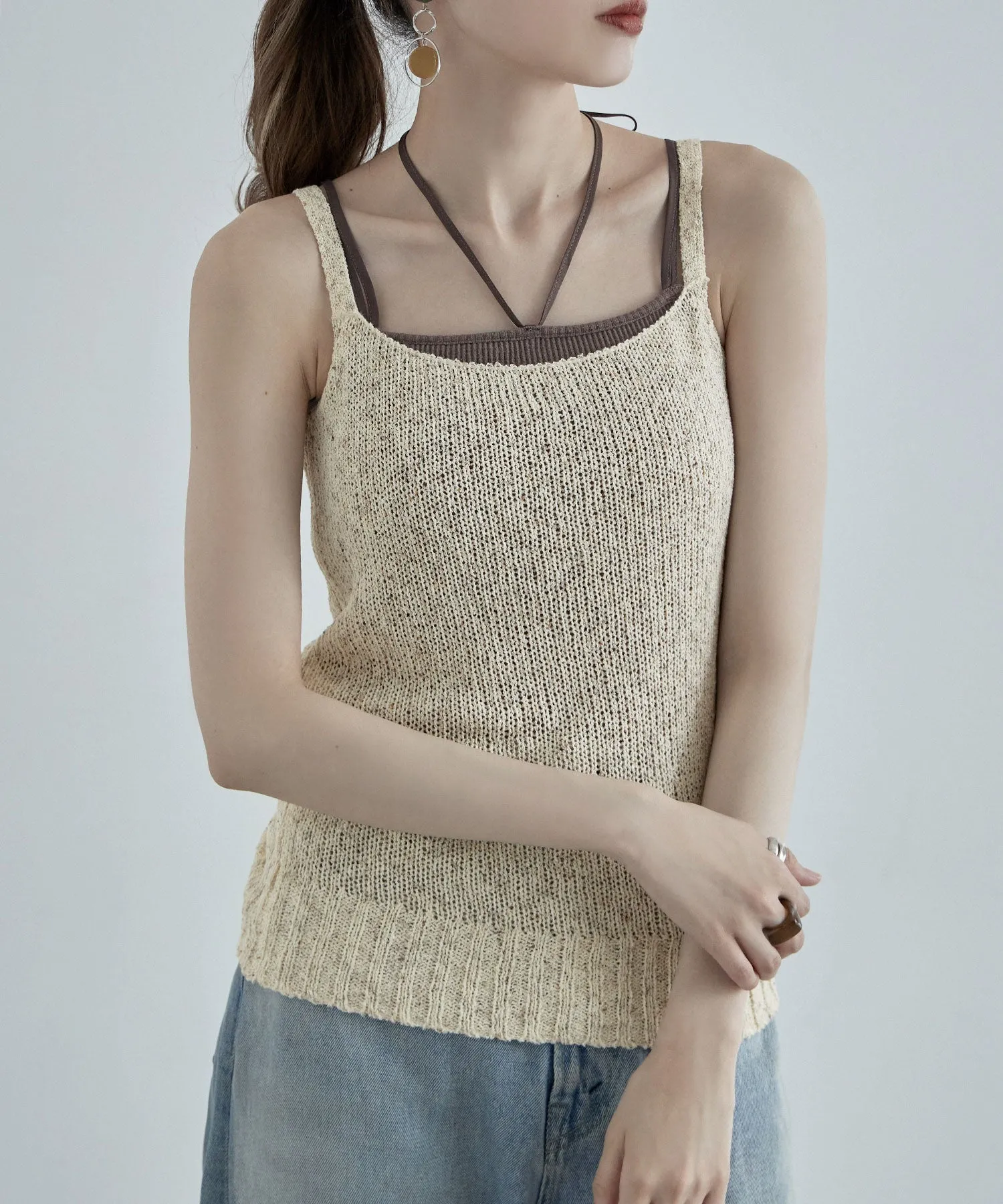 Linen touch mix knit camisole