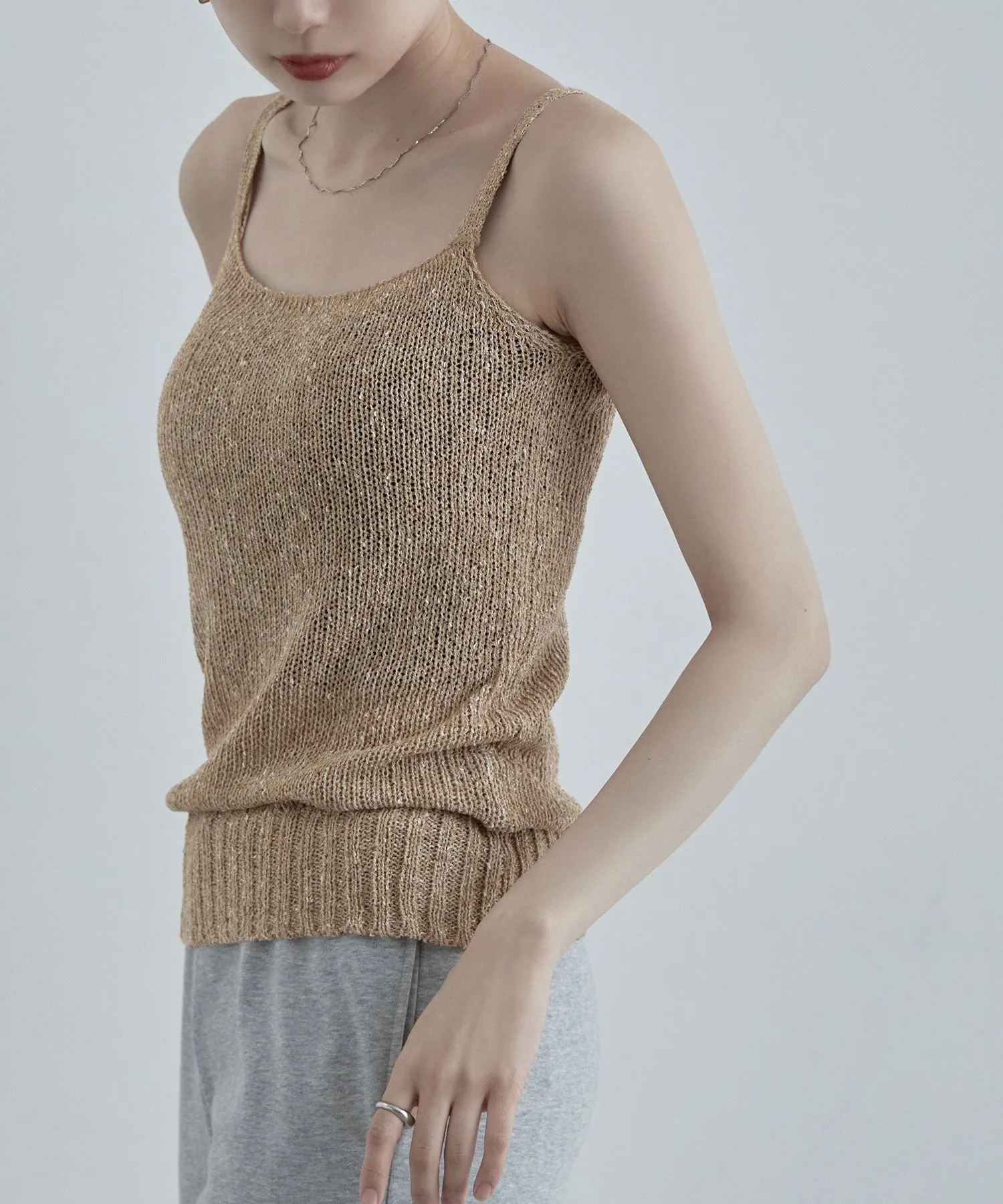 Linen touch mix knit camisole