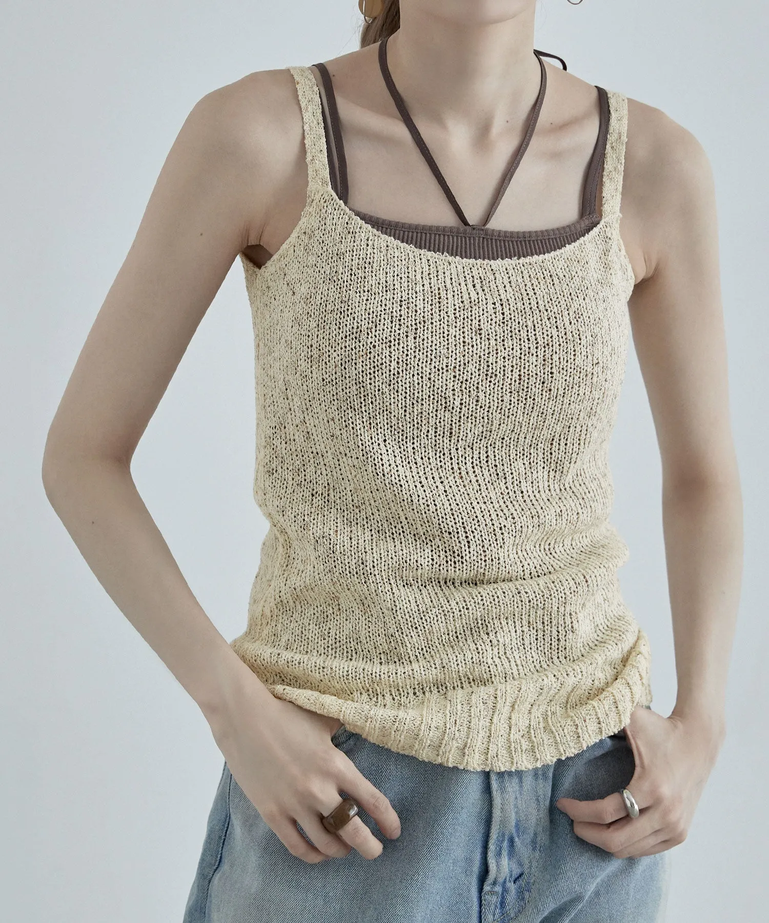 Linen touch mix knit camisole
