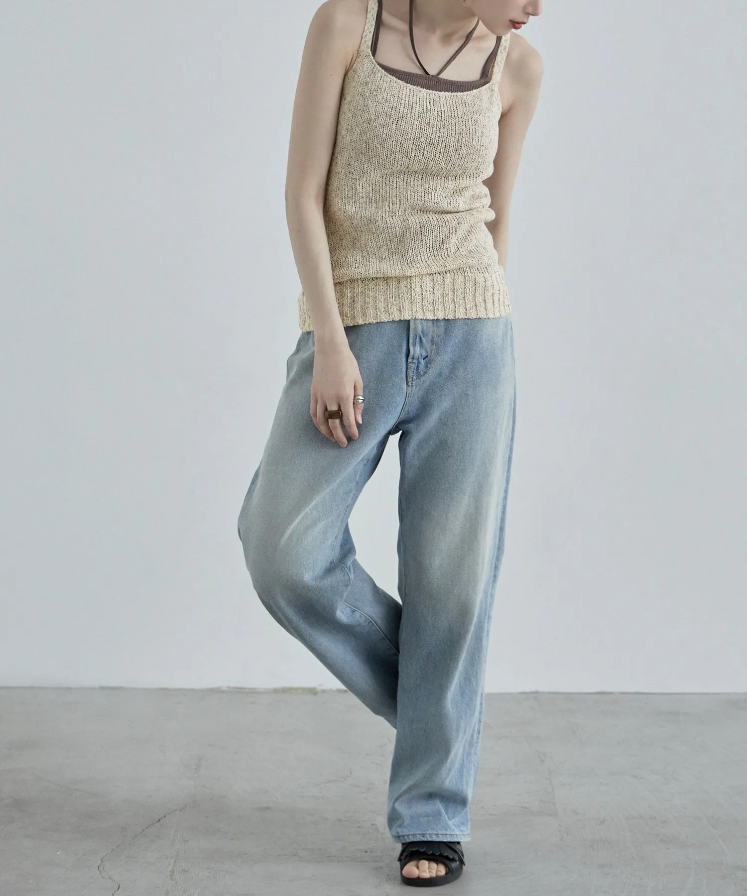 Linen touch mix knit camisole