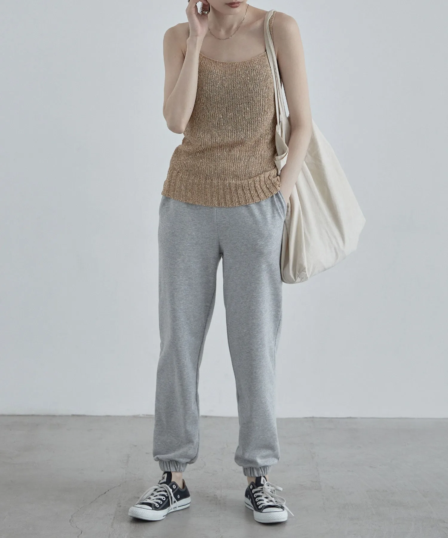 Linen touch mix knit camisole