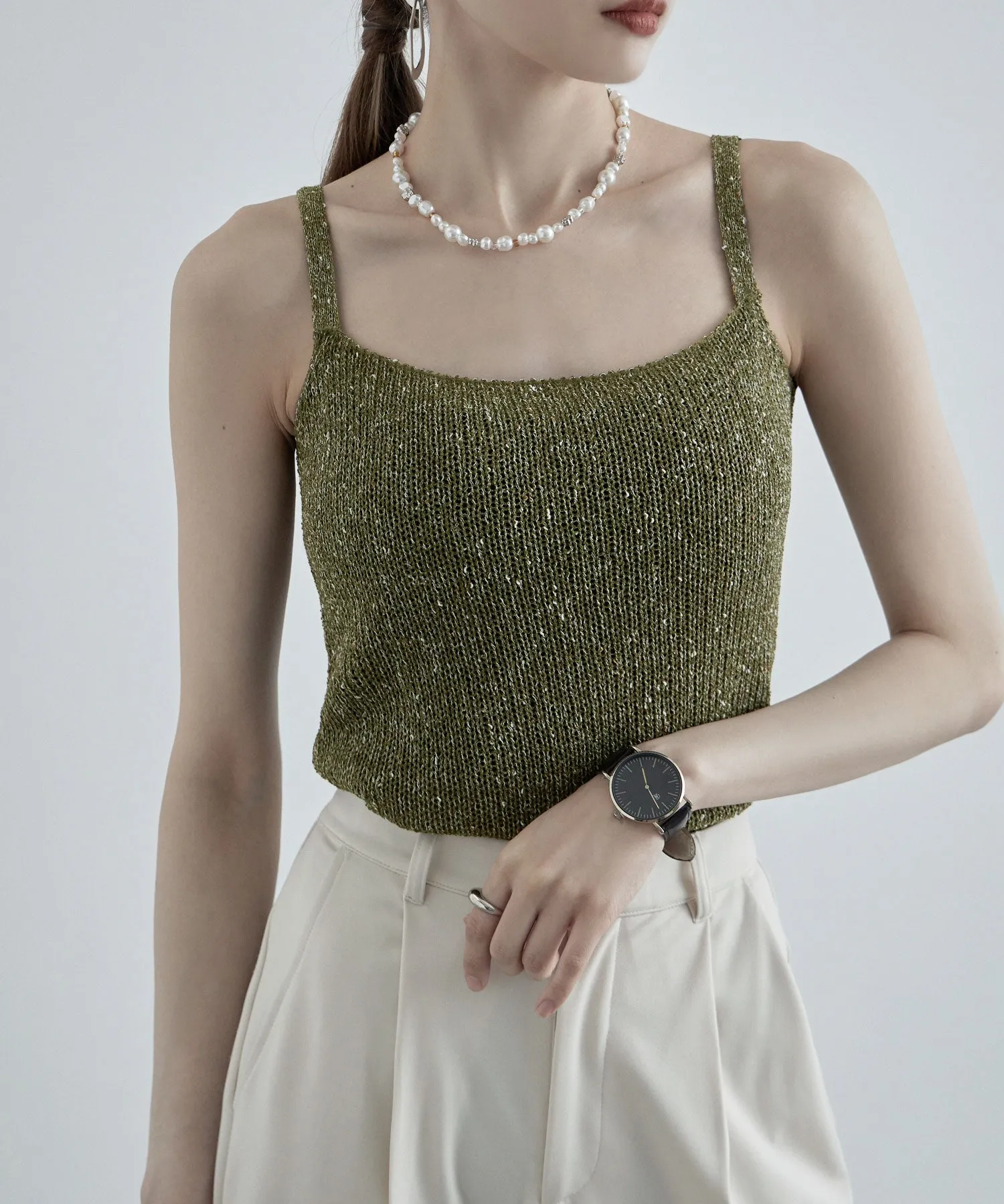 Linen touch mix knit camisole