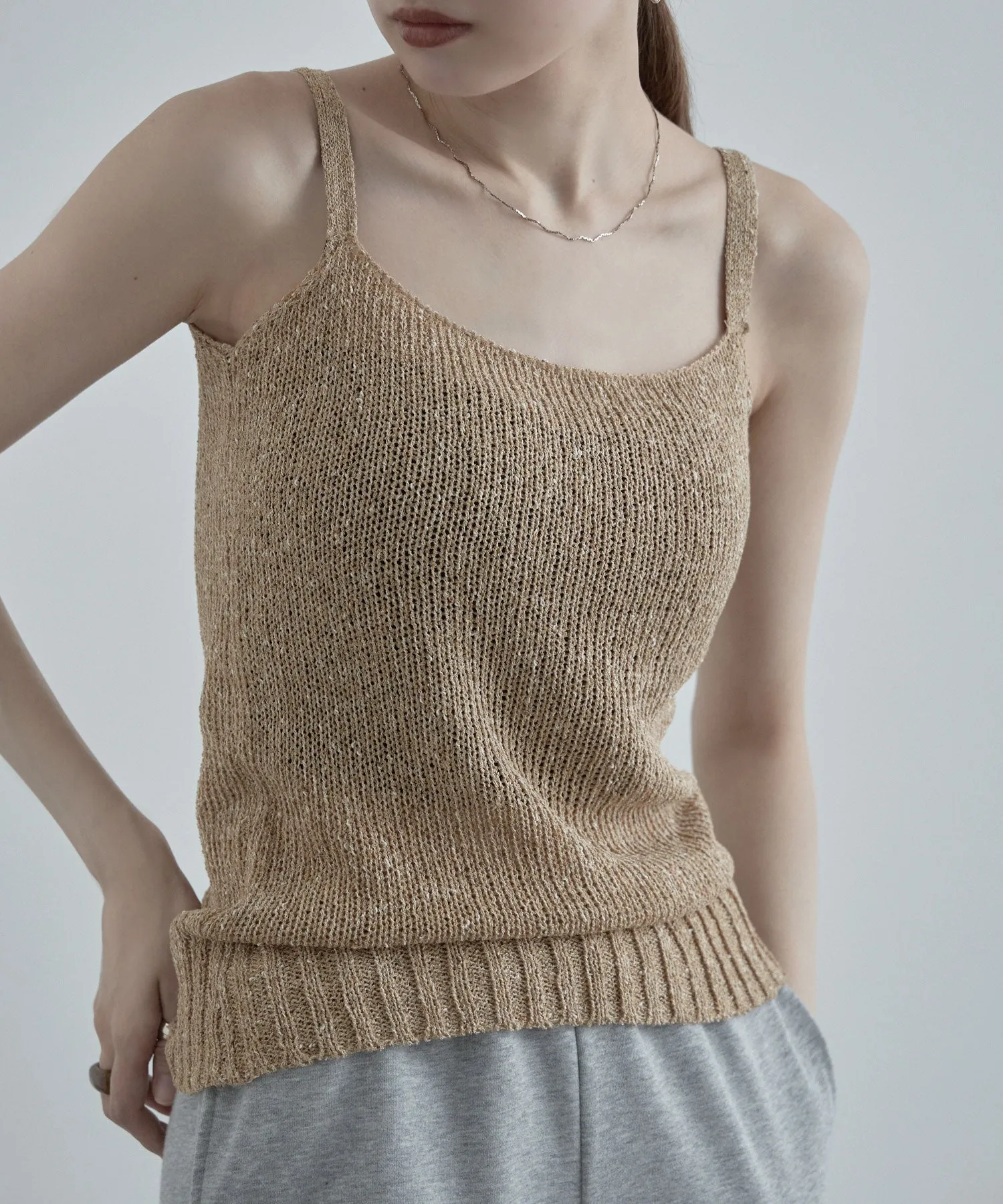 Linen touch mix knit camisole