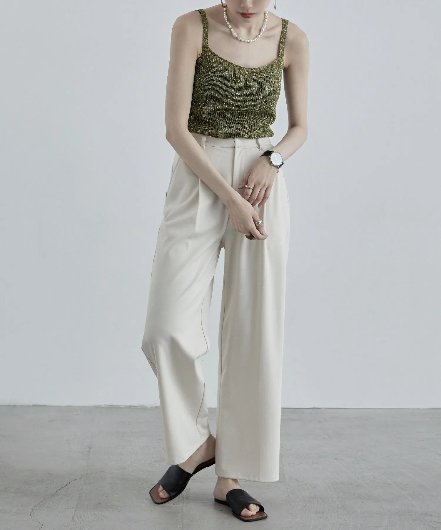 Linen touch mix knit camisole