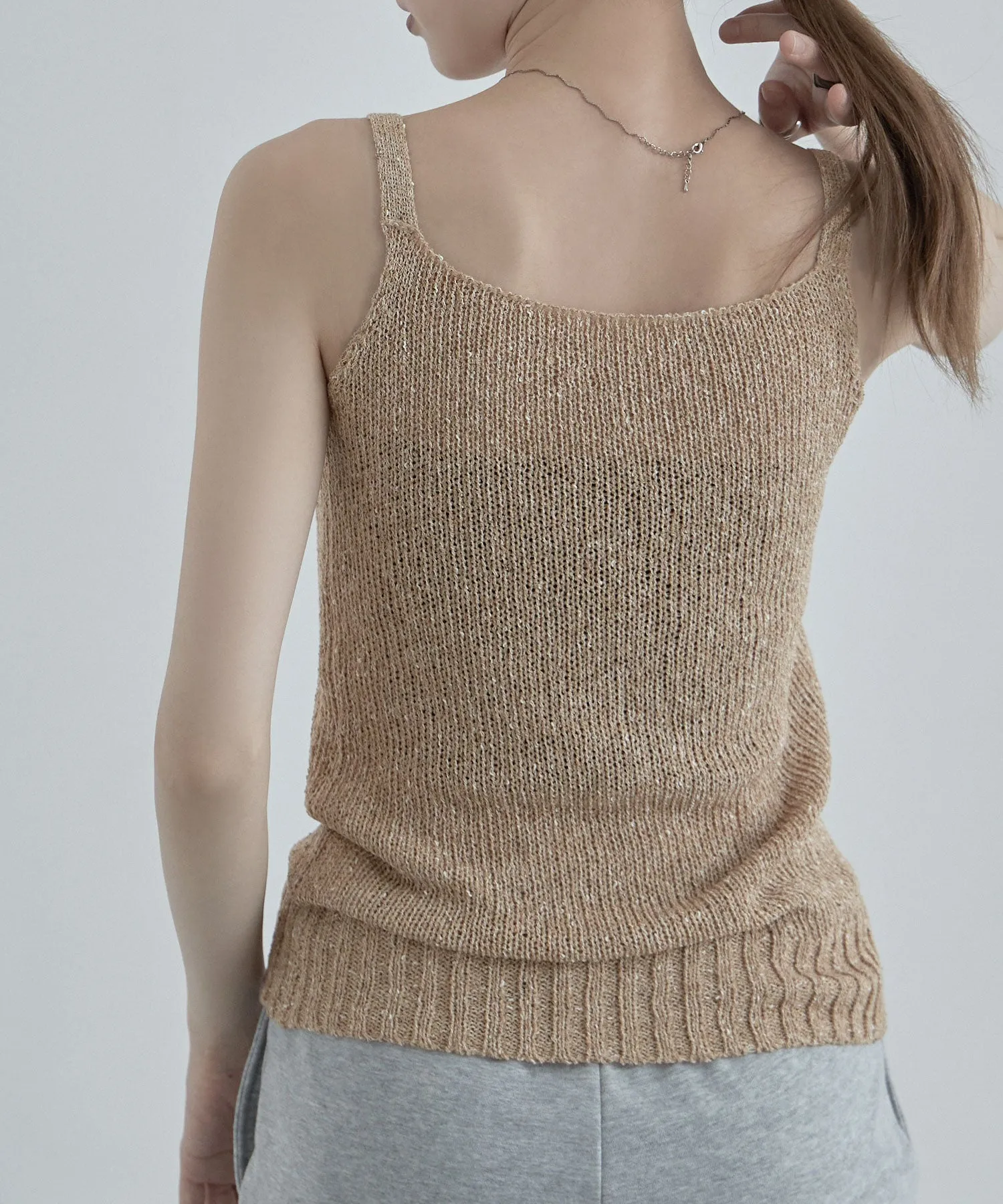 Linen touch mix knit camisole