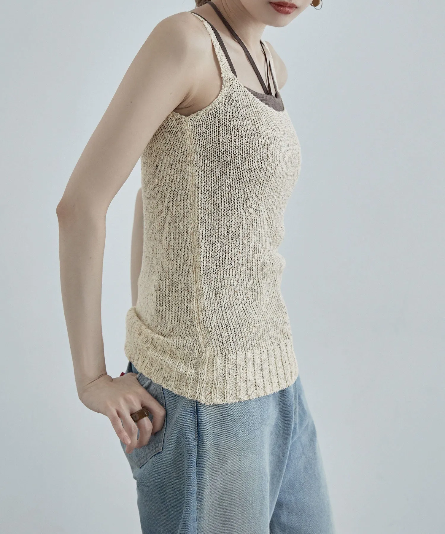 Linen touch mix knit camisole