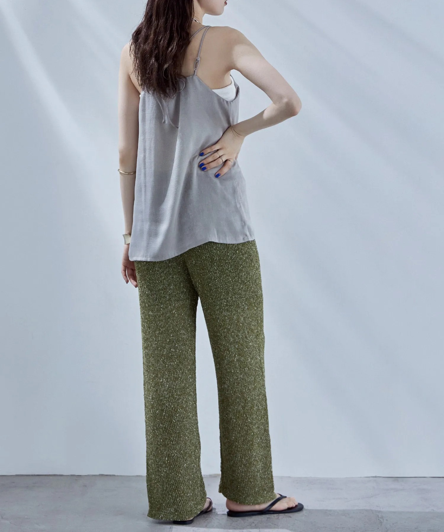 Linen touch mix knit pants