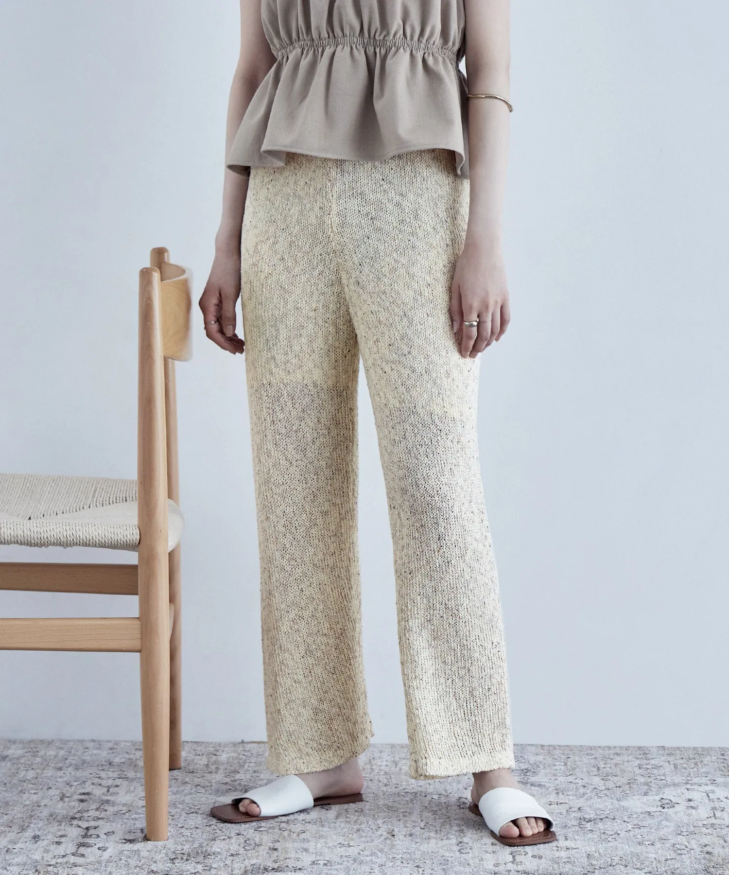 Linen touch mix knit pants